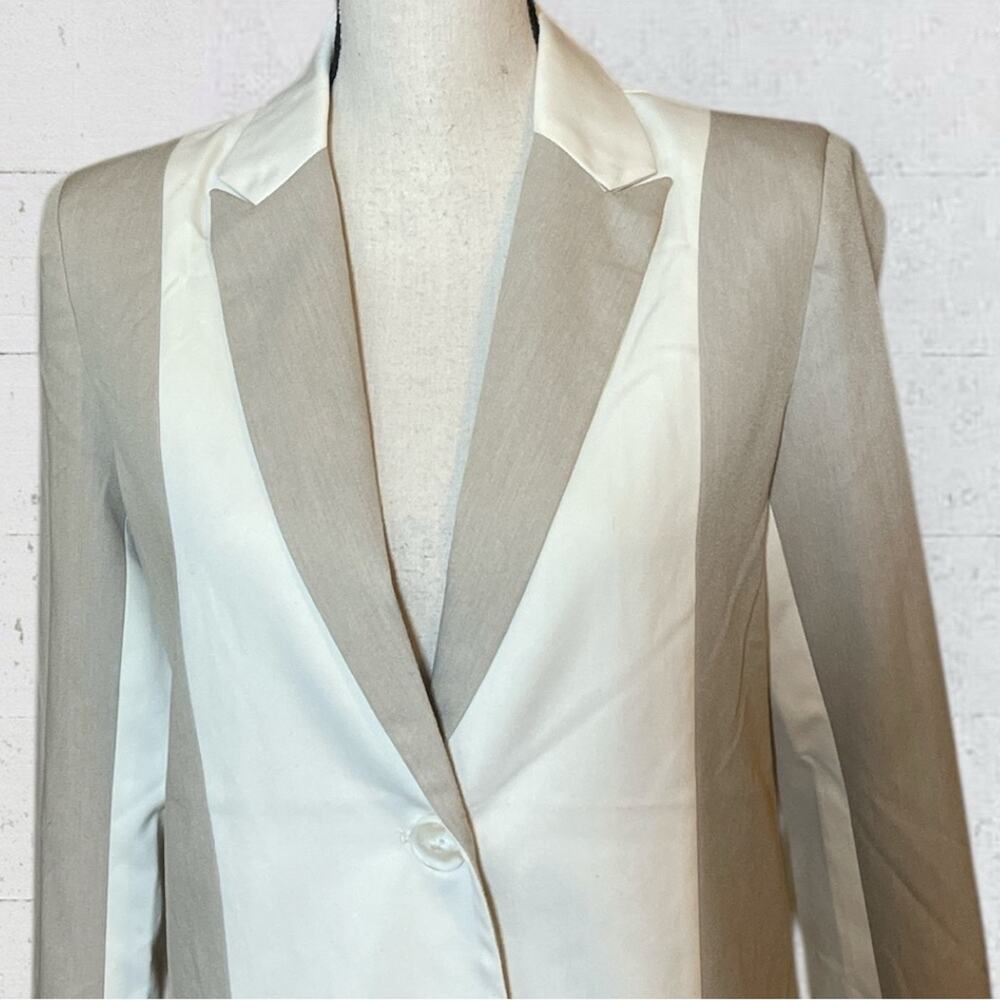 4th & Reckless Panel Color Block Blazer Size Small Two Tone Beige Ecru Career - Picture 5 of 11